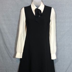 Kate Spade Black & White Long Sleeve Bow Tie Dress